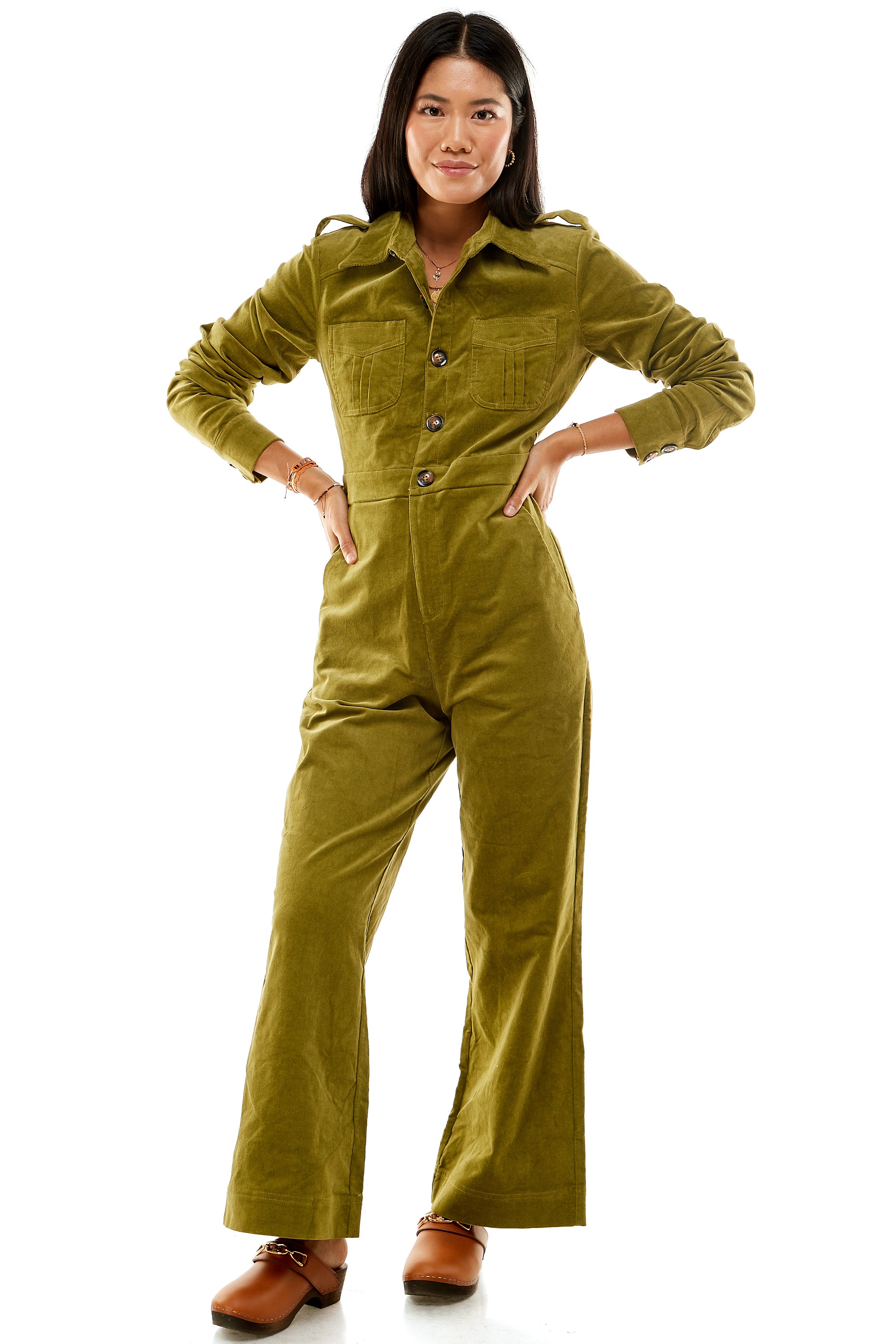 Long sleeve cord coverall AMBRE • popular OFFON CLOTHING